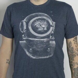 SM "OceanograFur" Cat Steampunk Deep Sea Diver T-Shirt Vintage Sci-Fi Modcloth